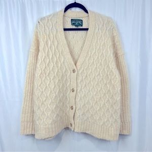 NWOT American Eagle Cable Knit Button Grandpa Oversized Cream Cardigan